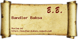 Bandler Baksa névjegykártya